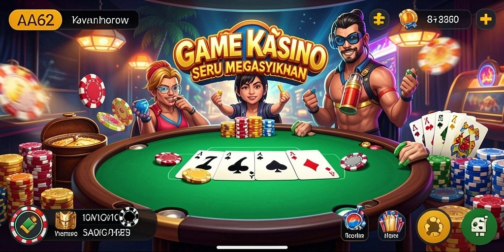 Tampilan gameplay kasino yang seru dan mengasikan di AA62.