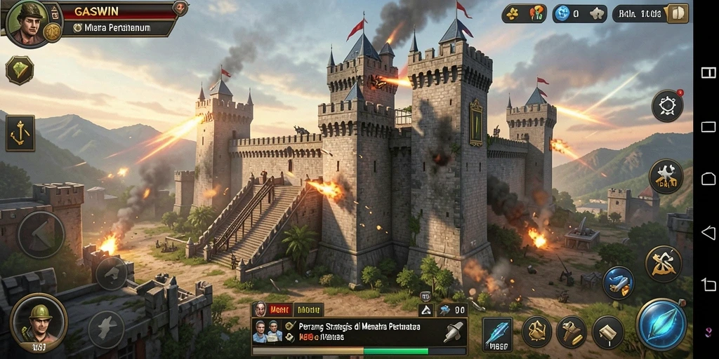 Gameplay penuh strategi dan menara pertahanan seru di GASWIN.