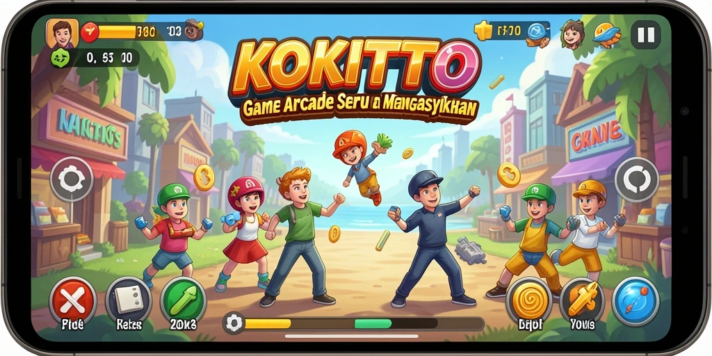 Tampilan gameplay KOKITOTO dengan karakter dan level menarik.