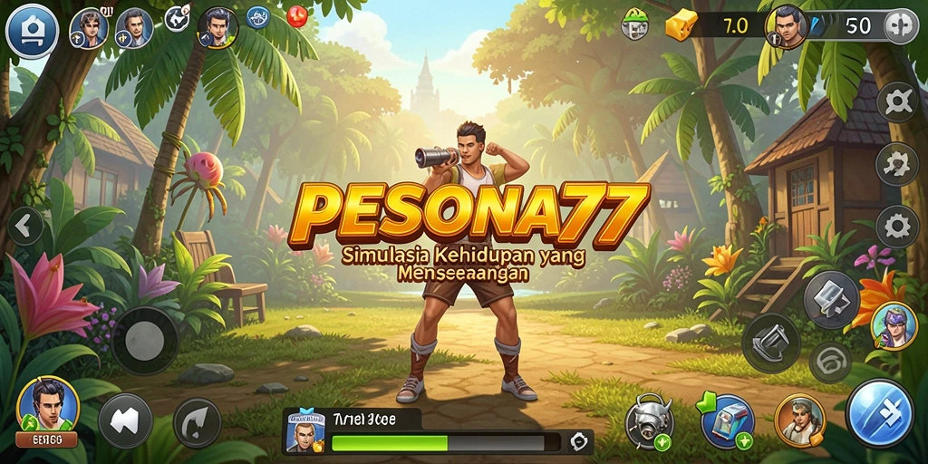 Screenshot gameplay <strong>PESONA77</strong> menampilkan interaksi karakter dan aktivitas menarik.