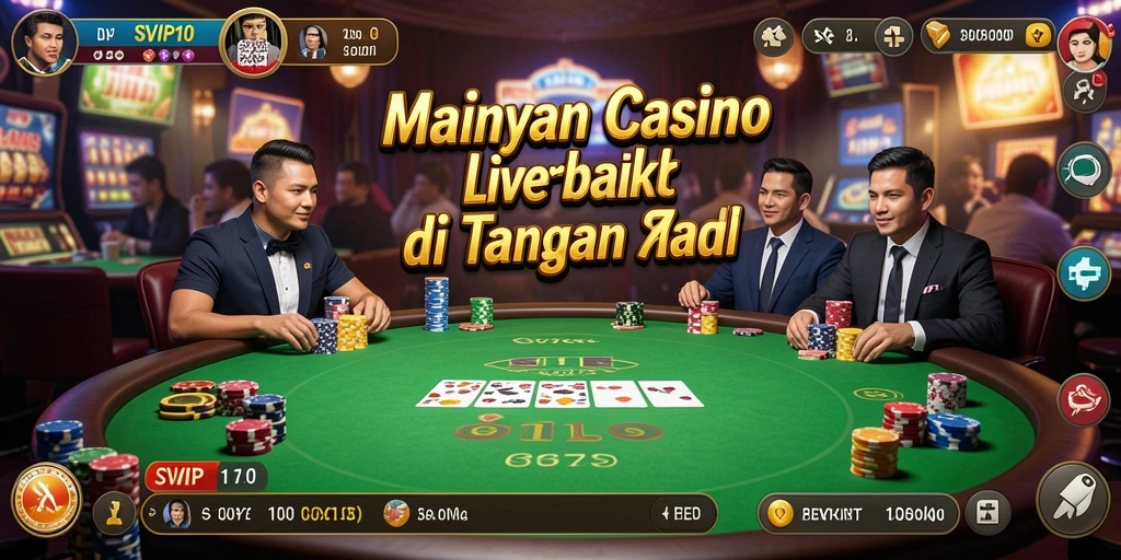 Gameplay SVIP10 memperlihatkan dealer langsung yang berinteraksi dengan pemain.
