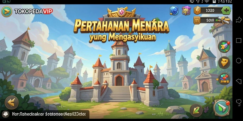 Screenshot menampilkan aksi pertahanan menara yang intens dalam TOKOPEDIAVIP.